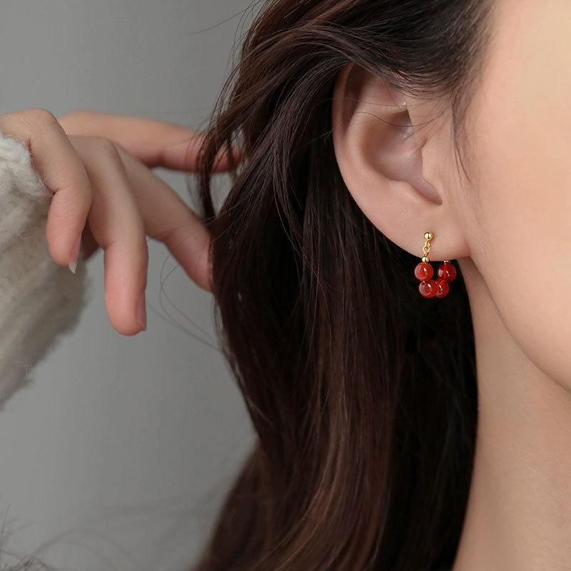 Серьги из красного агата для женщин
