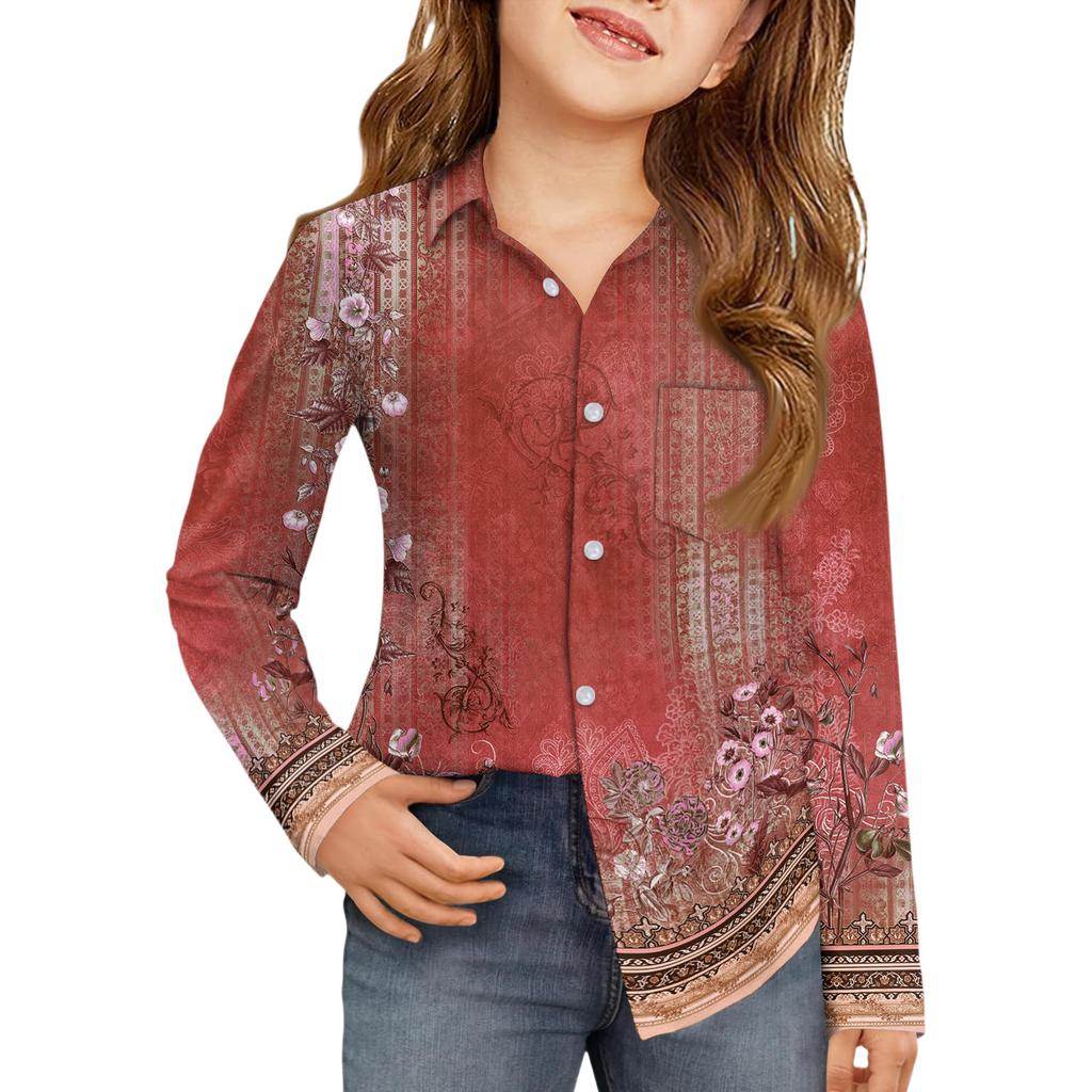 Girls' Button-Down Shirt - Long Sleeve Dress Blouse
