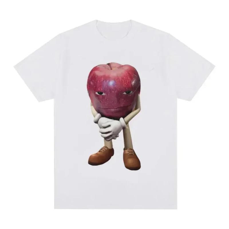 Retro Apple Fun T-shirt Women's Pattern Design Harajuku Men's T-shirt Clothing Loose and Casual Women's Y2K Top T-shirt