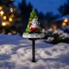 Outdoor Solar Christmas Decorations Garden Light, Santa Tree Resin Yard Stake Decor with Lawn Pathway Stakes Warm Glow, Waterproof Lamp for