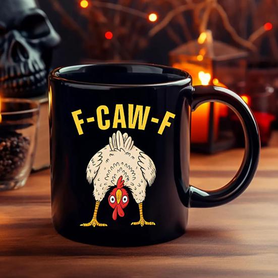 Персонализированная кружка F-Caw-F Chicken 15 унций керамическая кофейная чашка смешной петух фермерское животное юмор кружка многоразовая подходит для мытья в посудомоечной машине и микроволновой печи посуда для напитков