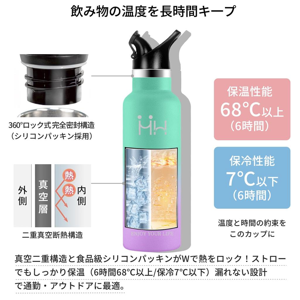 750ml Water Keeps Cold or Hot Suitable for Carbonated Easy To Easy To Comes with Cloth Highly Vacuum Insulated Stainless Steel Suitable for and