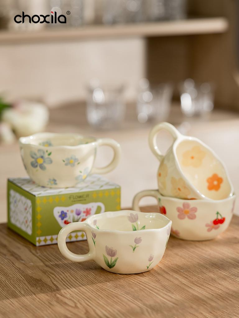 1 шт. Керамическая кофейная кружка в цветочном стиле кружки для домашнего офиса кружка для завтрака чашка для молока