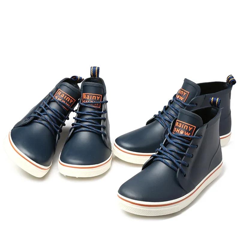 Повседневные резиновые сапоги для отдыха на открытом воздухе, мужские резиновые ботинки, резиновые сапоги до щиколотки, удобные без застежек, обувь для рыбалки, мужские водонепроницаемые рабочие ботинки, обувь для пар