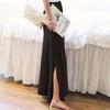 Women Maxi Skirt Adjustable Drawstring High Waist Side Slit Large Hem Long