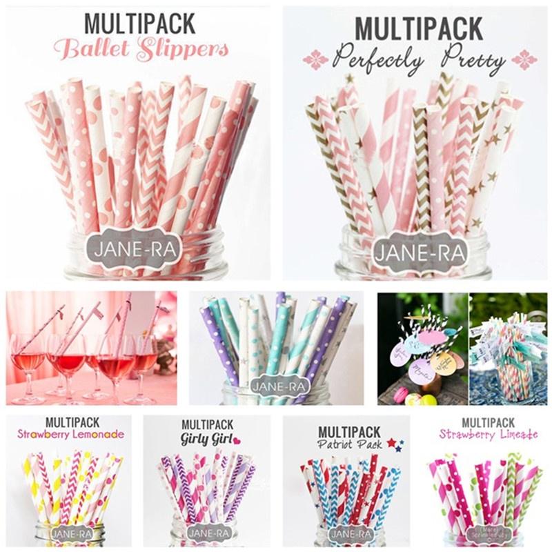 25 шт./компл., бумажные соломинки для украшения вечеринки, разноцветные трубочки для питья на день рождения, свадьбу