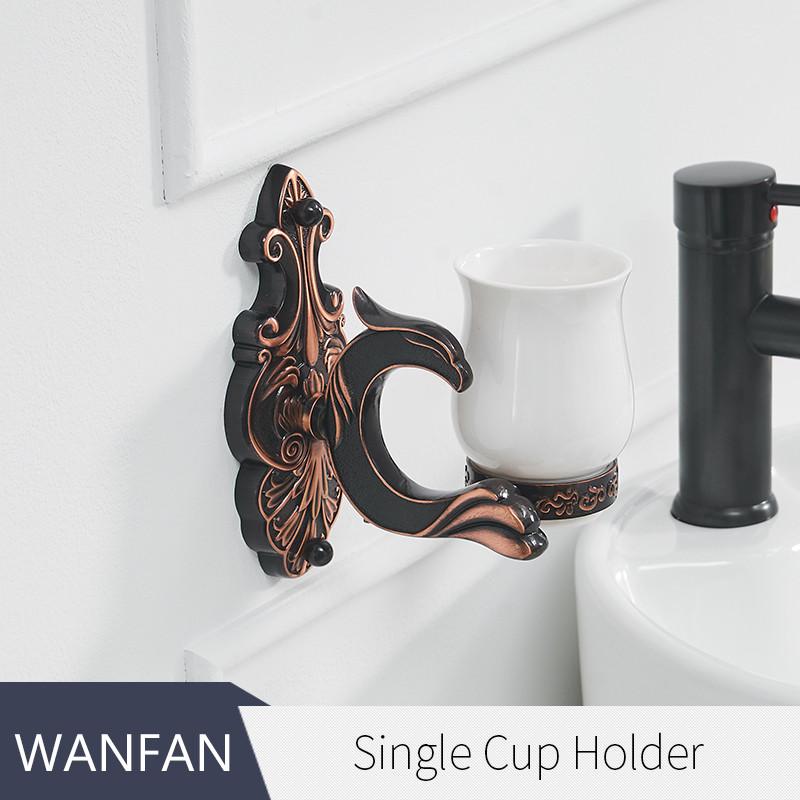 Cup & Tumbler Holders Brass Antique Tumbler Toothbrush Holder With Double Ceramics Cups Decorative Bathroom Accessories WF-88802