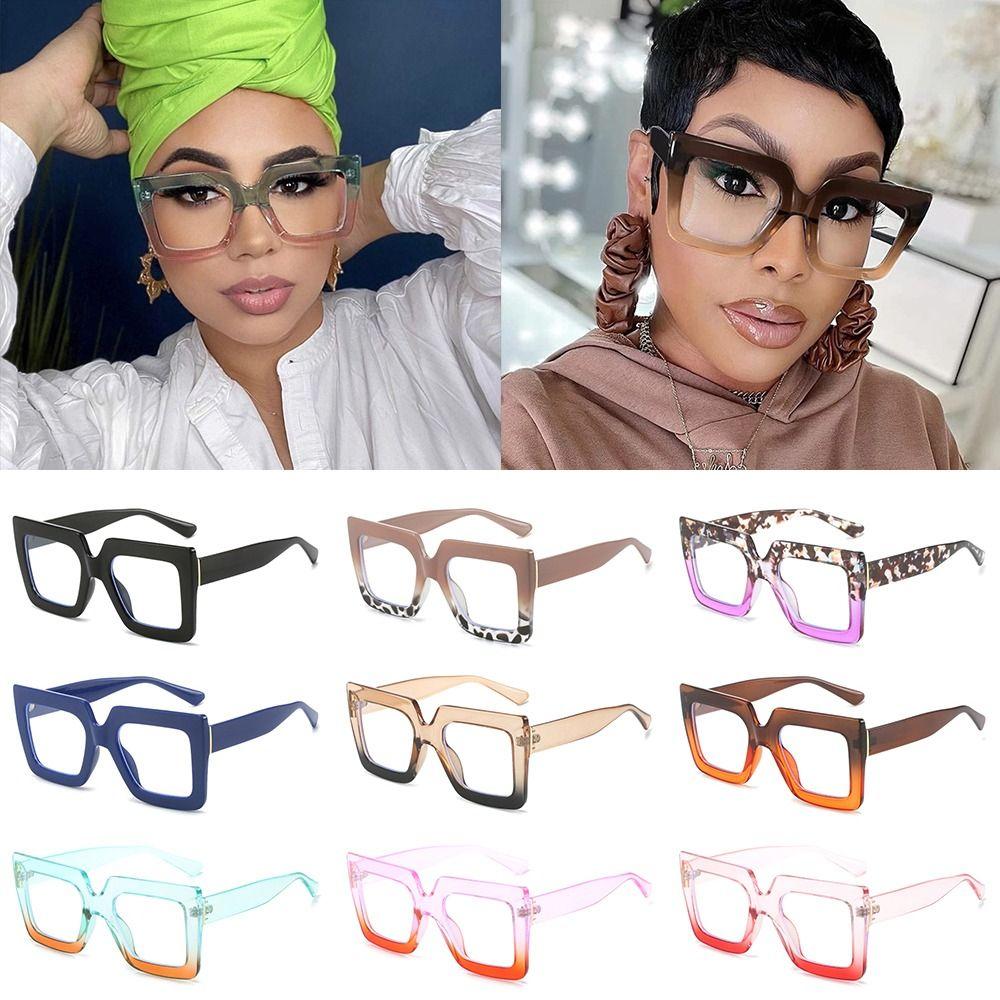 Oversized Anti-Blue Light Glasses Square Female Eyeglasses Vintage Computer Eyewear  for Women