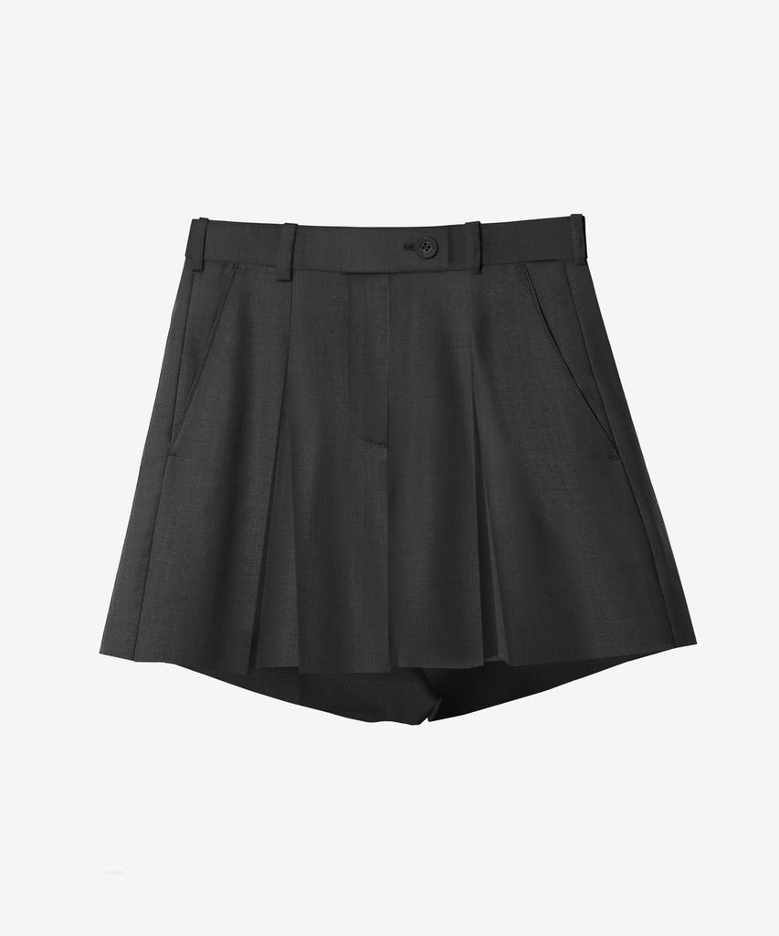 UNTAGE Wool Inverted Box Pleated Shorts (Black)_Uth-Sp11