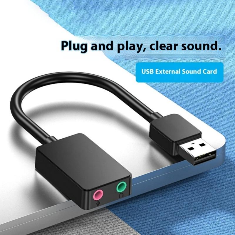 Внешний USB Аудио Адаптер Двойной Порт 3,5 мм для Наушников и Микрофона Для Настольного Компьютера Hifi Звук