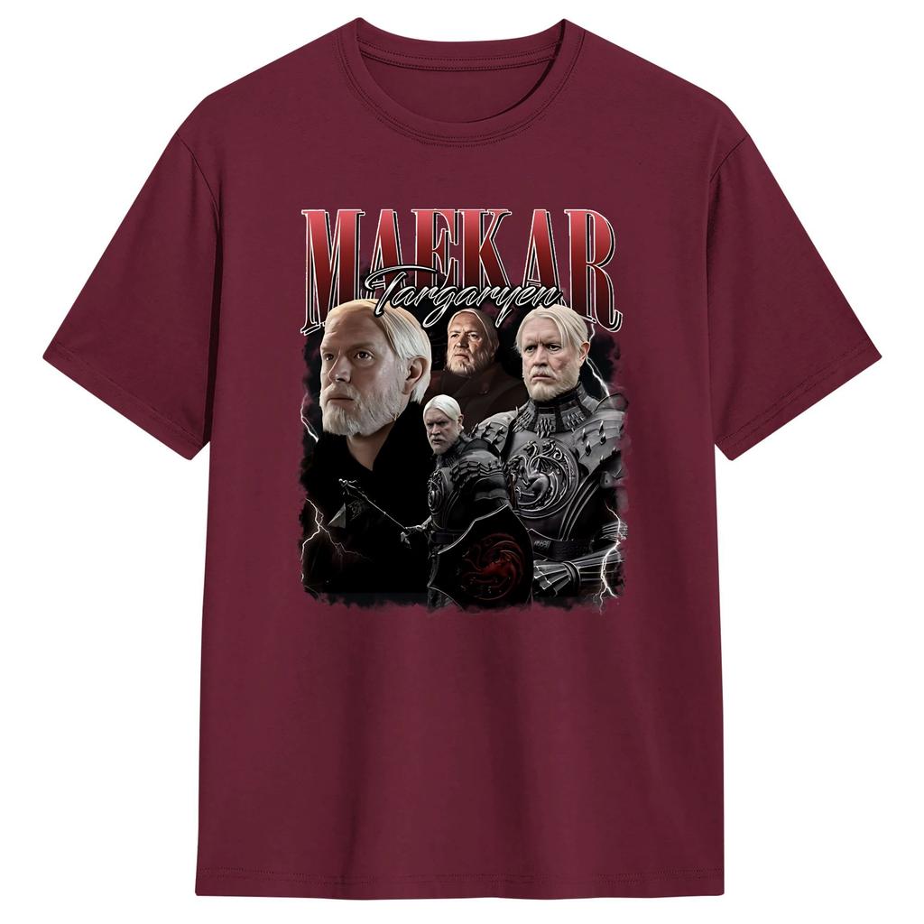 Унисекс футболка Maekar Targaryen Смешные хлопковые футболки с коротким рукавом Круглый вырез Одежда с принтом