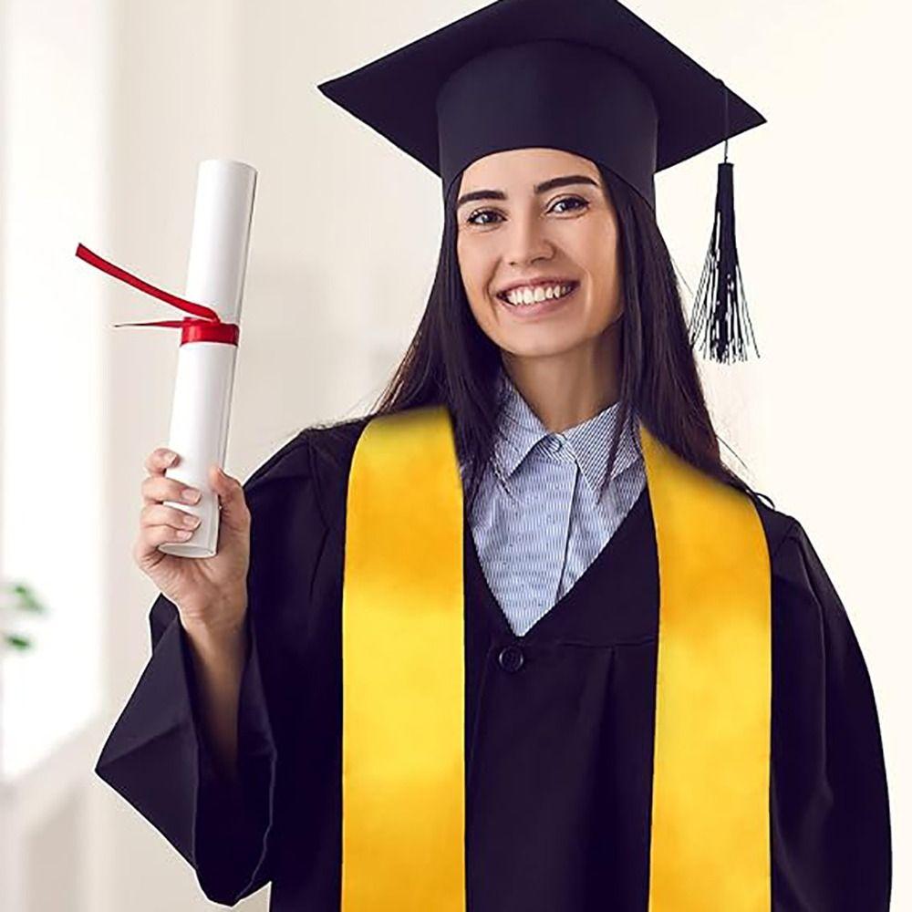 Унисекс Выпускной Шарф-накидка Сатин Однотонный Мантия Бакалавра Шарф Новый Церемониальный Пояс