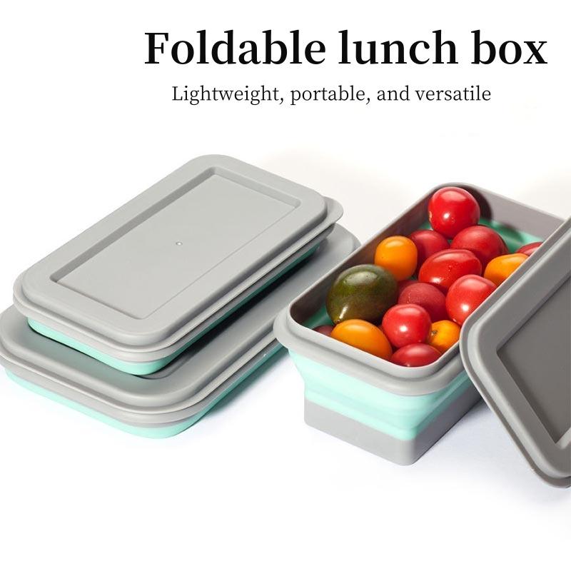2 шт./набор силиконовых ланч-боксов, складная коробка для пикника, квадратная салатница, многоцелевая дорожная складная коробка для хранения продуктов с крышкой