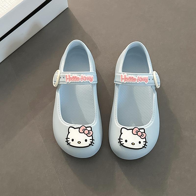 Милые мультяшные туфли с дырочками Hello Kitty женские летние 2025 новая модная обувь удобные универсальные дышащие сандалии