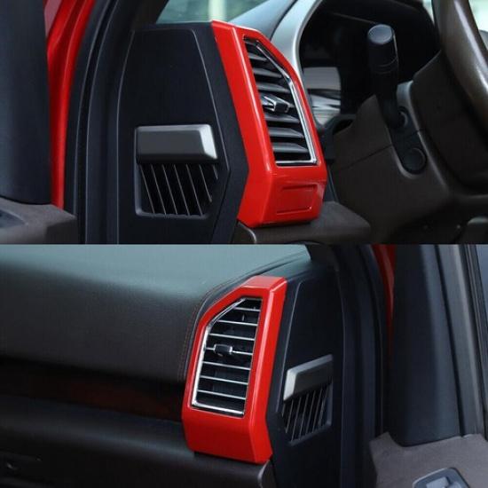 For 15-20 Ford F150 ABS Red Interior Dash Side Air Vent Outlet Cover Trim Frame