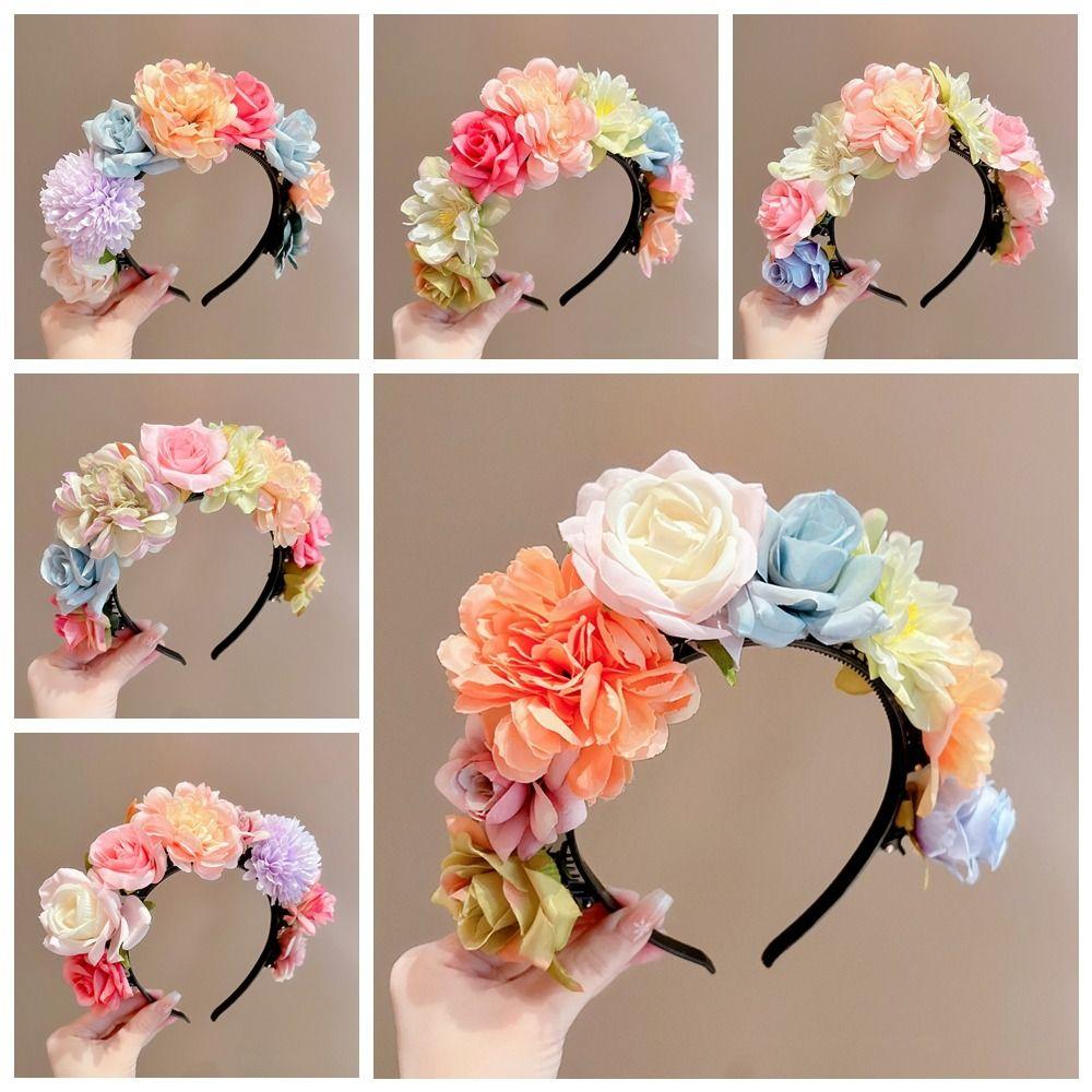 Colorful Children Flower Headband Hair Hoop Bridal Crown Hair Accessories Floral Garland Women