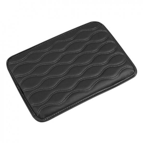 Car Armrest Pad Cover Auto Center Console Box PU Leather Cushion Mat Black
