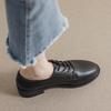 Женские черные кожаные мокасины в британском стиле — мягкая подошва, средний каблук, плоская рабочая обувь на осень 2025 г.