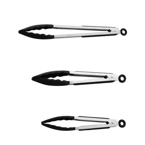 Набор из 3 кухонных щипцов, термостойкие щипцы с силиконовым наконечником для приготовления пищи