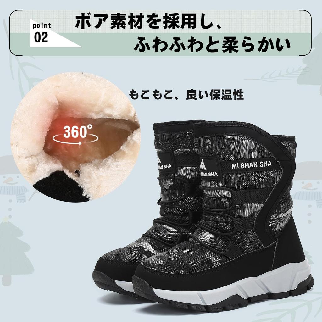 Mishansha Зимние Снежные Ботинки с Флисом Водонепроницаемые и Идеальные для и Игр в для Мальчиков и Девочек Размер Детский Подкладка, Нескользящие, Школа,