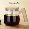 Automatic Self-Stirring Coffee Mug with Wooden Handle One-Key Start Electric High-Speed Stirring Cup with Lid