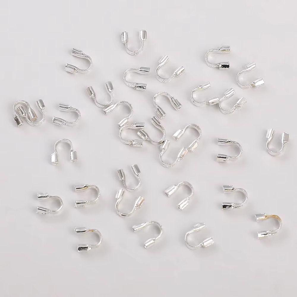 100Pcs 14/18K Gold Plating Wire Guards for Jewelry Making Copper U Shape Clasps Jewelry