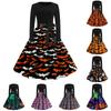 Women's Casual Fashion Halloween Printed Round Neck Vintage Dress