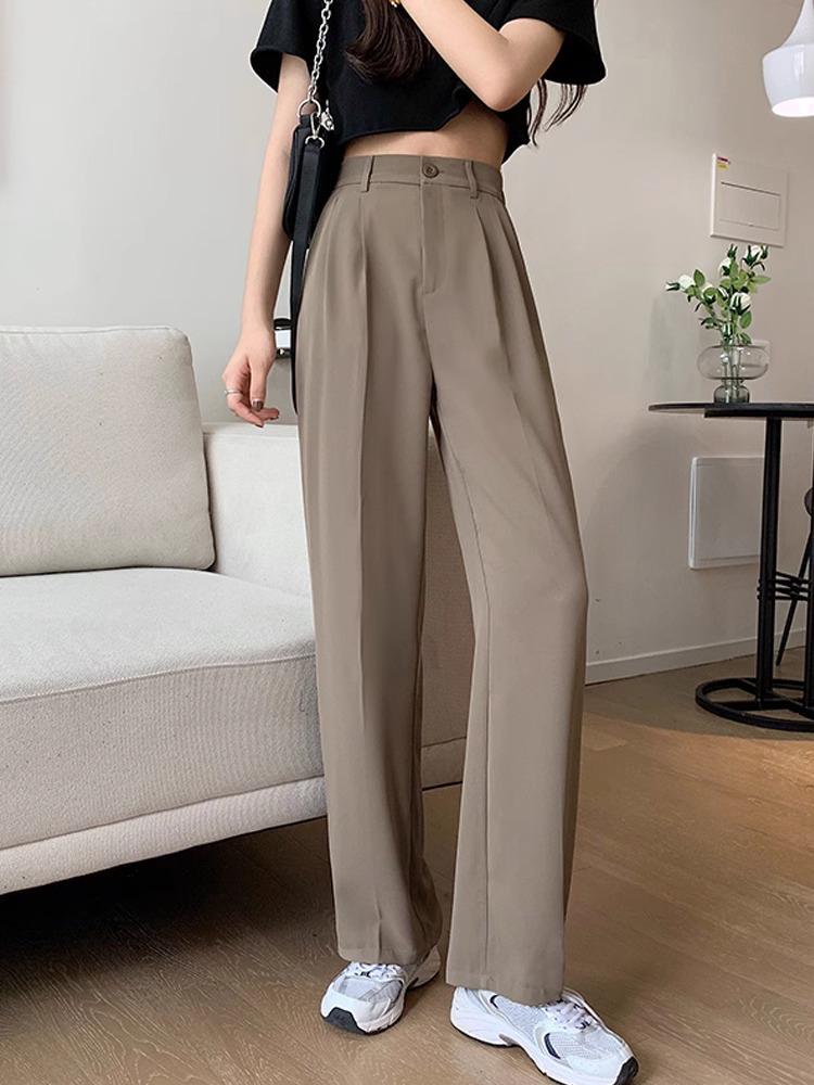 Брюки палаццо с высокой талией цвета молочного чая - Женские повседневные брюки в пол