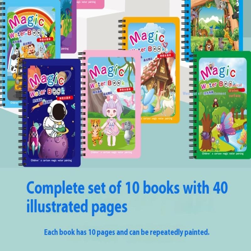 1 Книга+1 Ручка Многоразовая Книжка-раскраска Книга для рисования водой Сенсорная Раннее развитие Пазл Игрушки для рисования