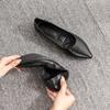 Flat-soled Soft-soled Work Shoes Women's Black Pointed Single Shoes Women's Soft Leather Shallow Mouth Comfortable Career Interview Flight