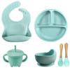 6 шт. детские тарелки для кормления детей, мягкая силиконовая миска, тарелка, чашка, нагрудники, ложка, вилка, набор, нескользящая мультяшная посуда для детей, не содержит BPA