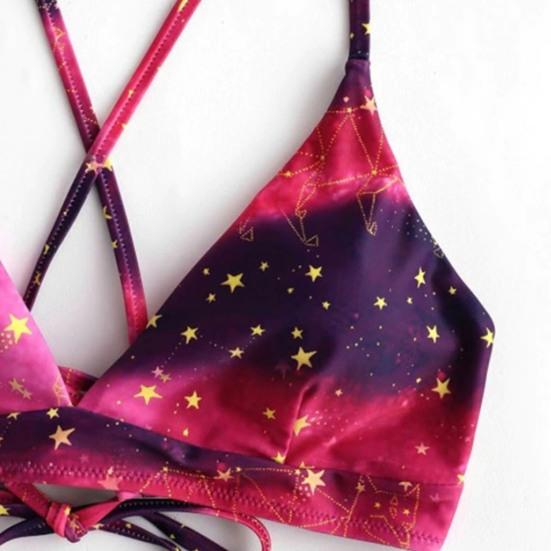 2 шт./компл. комплект бикини с градиентом, без косточек, со звездным принтом, пояс для купания, пляжный костюм