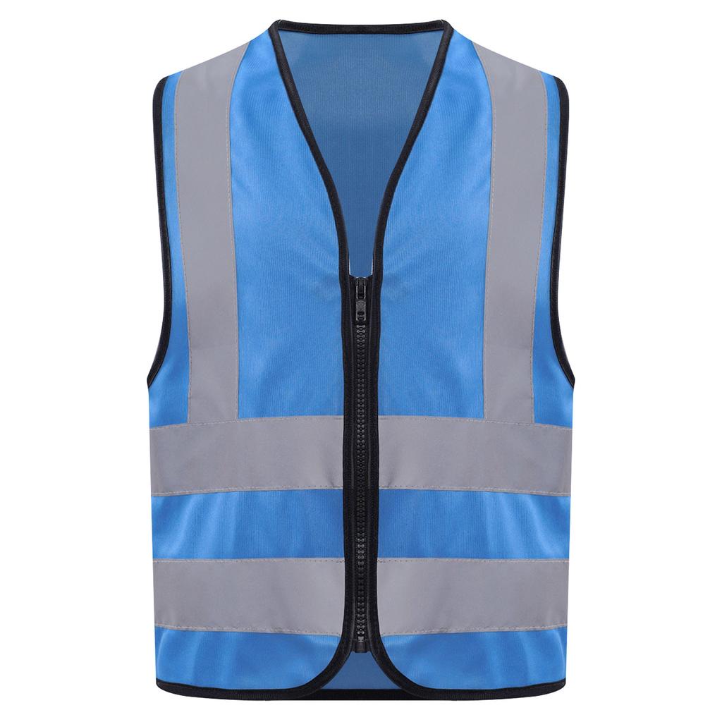 Unisex Kids Reflective Safety Vest Sleeveless High Visibility Zipper Waistcoat Outdoor Activity Costume