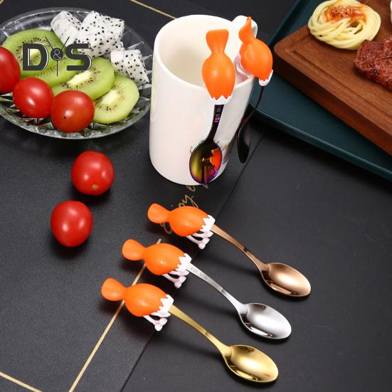 2 шт. ложки для смешивания с яркой отделкой, удобная ручка, прочные ложки для перемешивания кофе, чая из нержавеющей стали