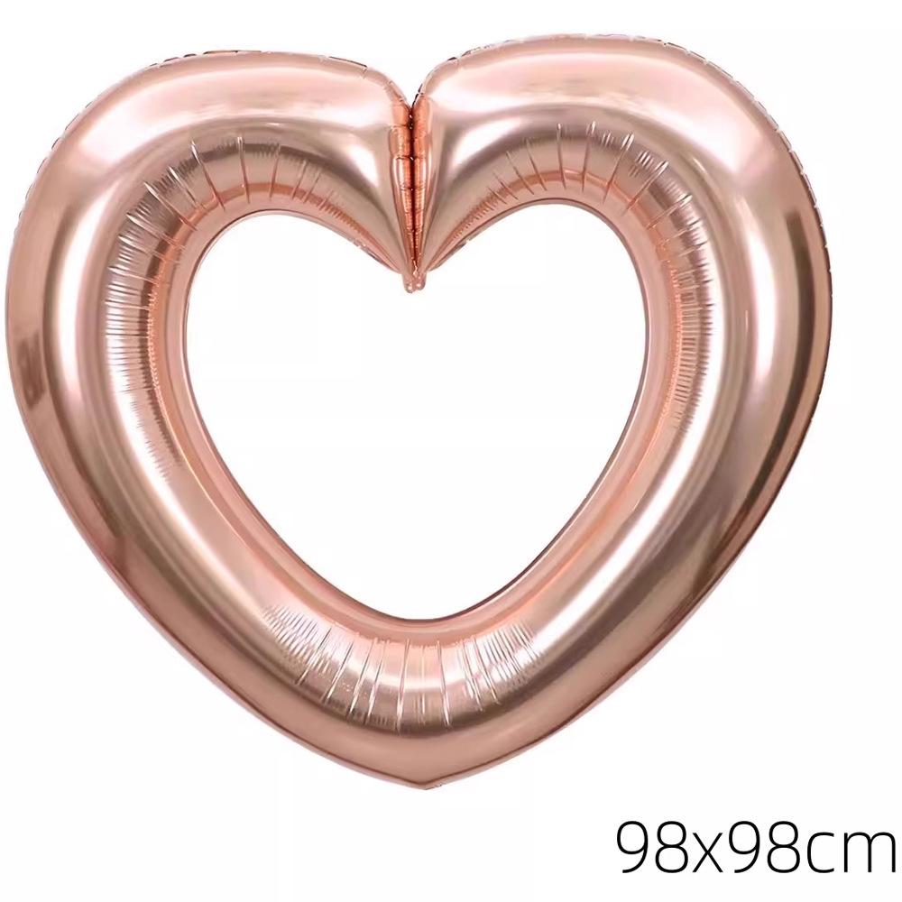 Love Balloon Decoration Hollow Out Big Love Photo Frame Aluminum Film Balloon Photo Props Boys And Girls Party Scene Arrangement