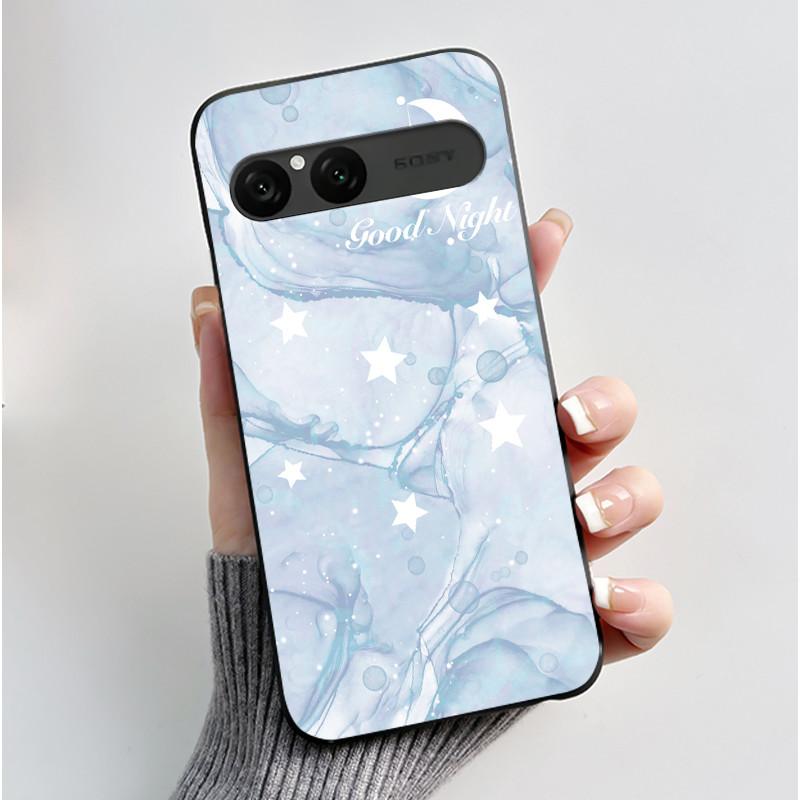 Cute Case For Sony Xperia 10 VII Fundas Capa Printing Shell Protective Cover Soft Silicone Cartoon Black Casing Coque