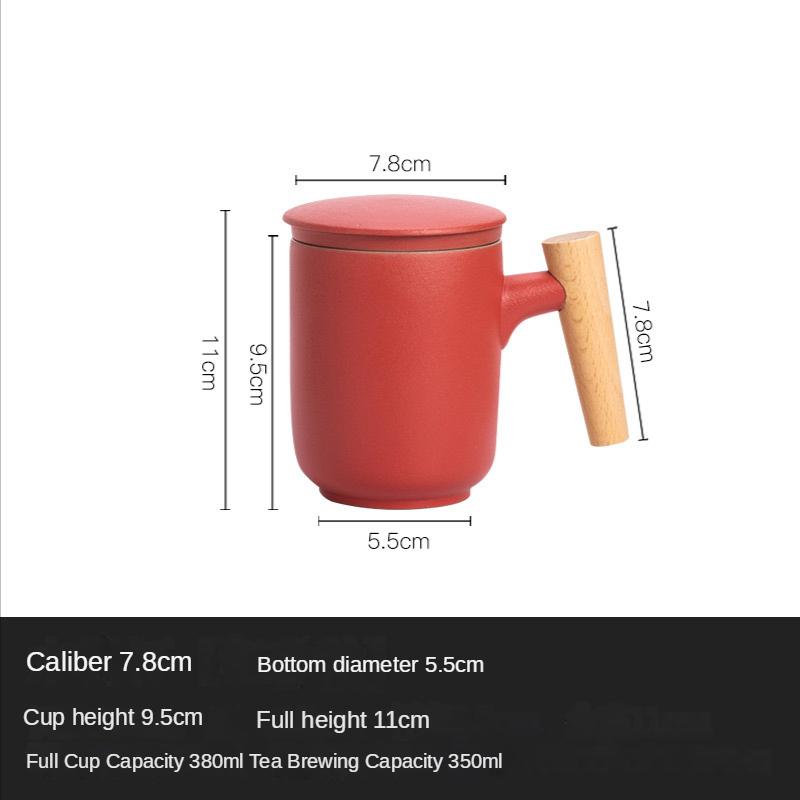 Чашка для разделения чая, керамическая матовая чашка для чая, бытовая, офисная, с деревянной ручкой, кружка с крышкой, фильтрация, керамические и керамические чашки, кружки
