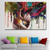 Abstract Couple Hugging Together Love Kiss Oil Painting Canvas Posters and Prints Wall Art Pictures for Living Home Room Cuadros No Frame