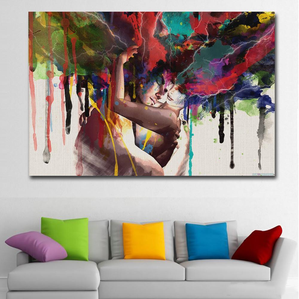Modern Abstract Couple Hugging Pictures Canvas Painting Nordic Posters And Prints For Living Room Wall Art Decoration