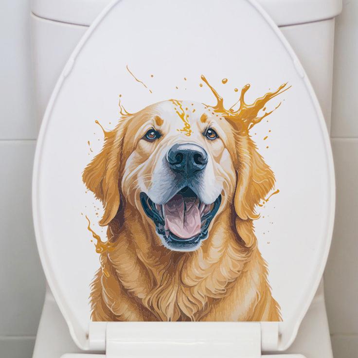 Cute Animal Wall Decals Creative Dog and Cat Cartoon Stickers for Waterproof Bathroom Toilet Seat