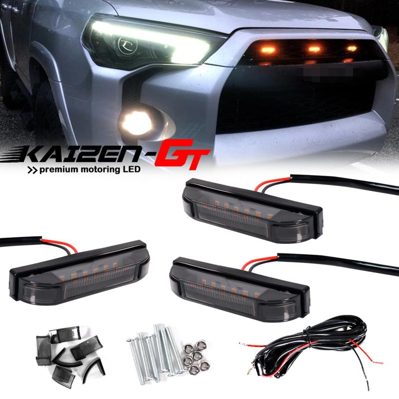Amber /White LED Car Front Grille Light Assemblies with Wiring Harness Kit For Toyota FJ Cruiser 2007-2014 Parking/Driving Light
