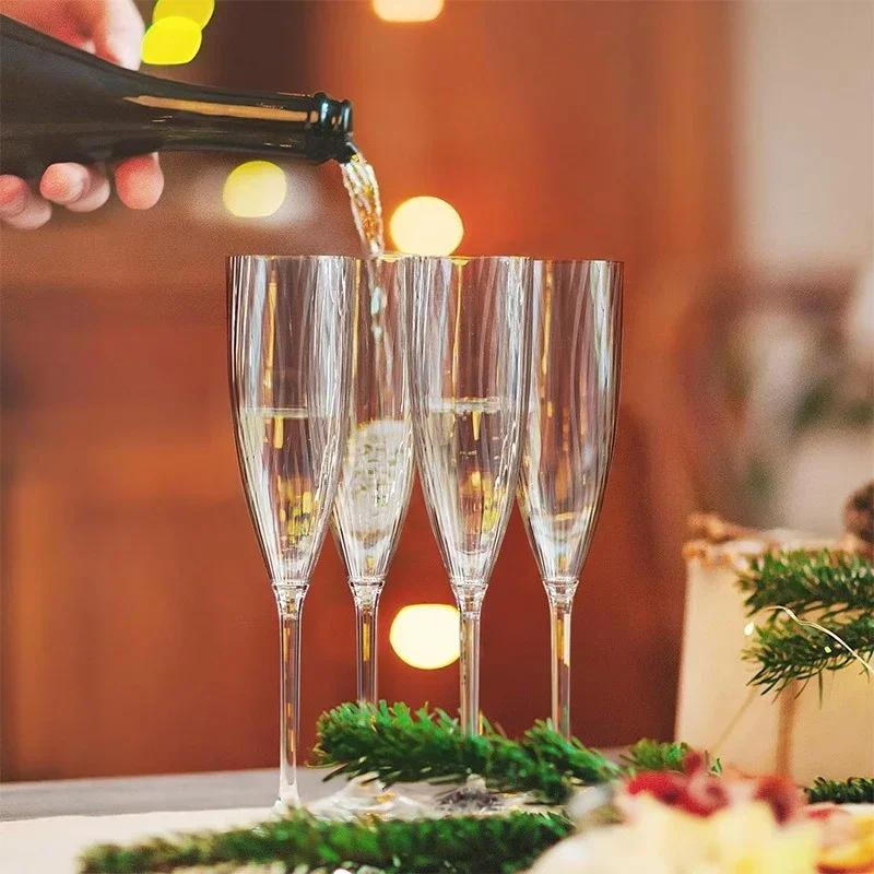 8/16 шт. Пластиковые бокалы для шампанского Одноразовые прозрачные стаканы Свадебное и праздничное торжество Коктейльные бокалы для вина Инструменты для пикника и бара