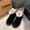 2024 Luxury Winter Women Short Plush Warm Snow Boots Casual Shoes New Suede Fur Chelsea Ankle Boots Flats Platform Ladies Shoes