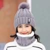 2pcs Knit Hat Scarf Set Thick Plush Windproof Cozy Warm for Autumn/Winter Hat EMA