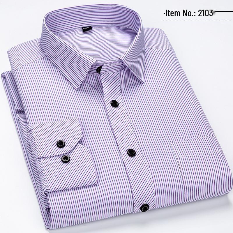 Men's Business Casual Striped Long-Sleeve Shirt - Simple and Fashionable