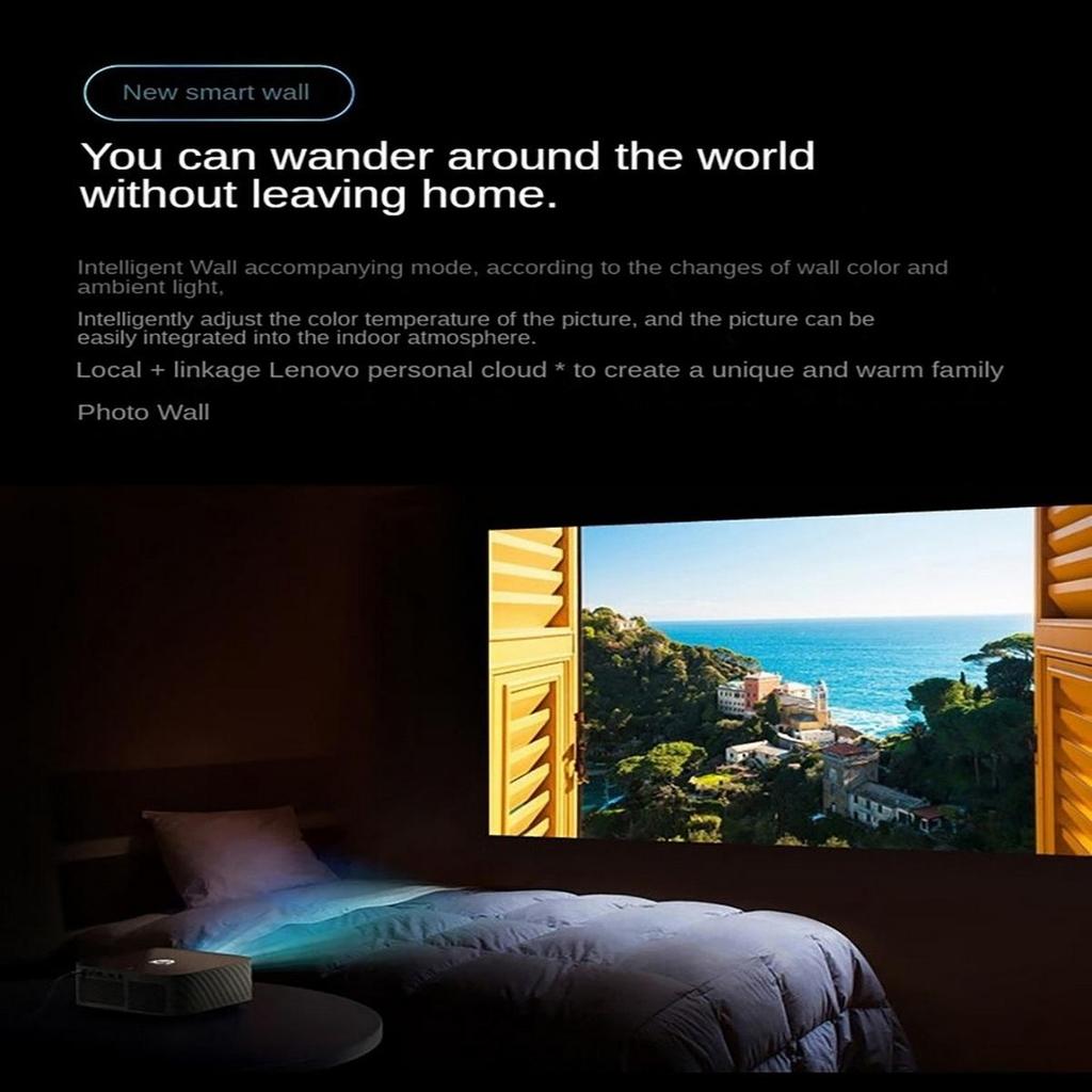 Восстановленный проектор Lenovo Xiaoxin 100, 1080P 700 ANSI люмен 2 ГБ+16 ГБ WiFi 6 Bluetooth 5.0 Автофокус Коррекция трапецеидальных искажений - Черный