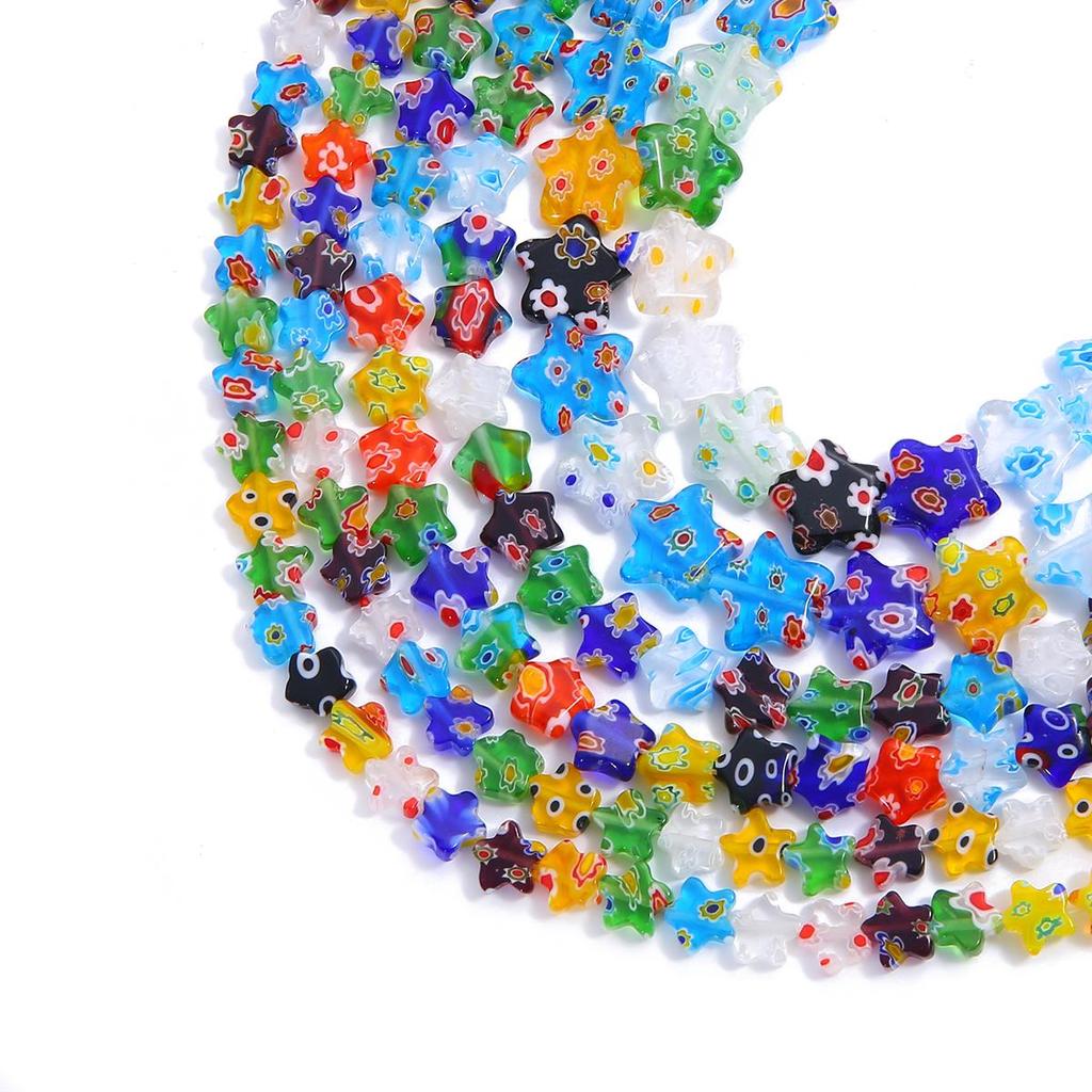 6/8/10/12 мм разноцветные зимние бусины со звездами, свободные глазурованные стеклянные бусины лэмпворк для изготовления ювелирных изделий