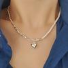 Women's Daily Silver and Pearl Heart Necklace