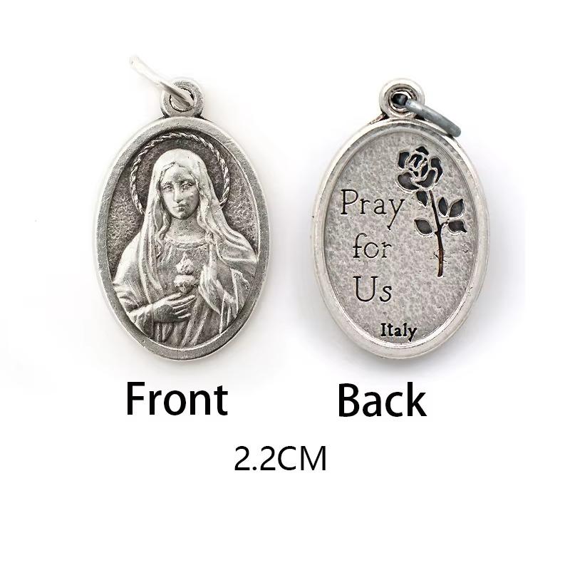 Двусторонние металлические подвески, ожерелья, браслеты, аксессуары своими руками, большая овальная святая медаль, кулон для любой цепи или ожерелья, христианские украшения