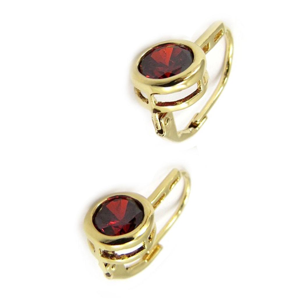 Les Trésors De Lily [L3035] - Red 'Essential' Gold Plated Sleepers (9 Mm)